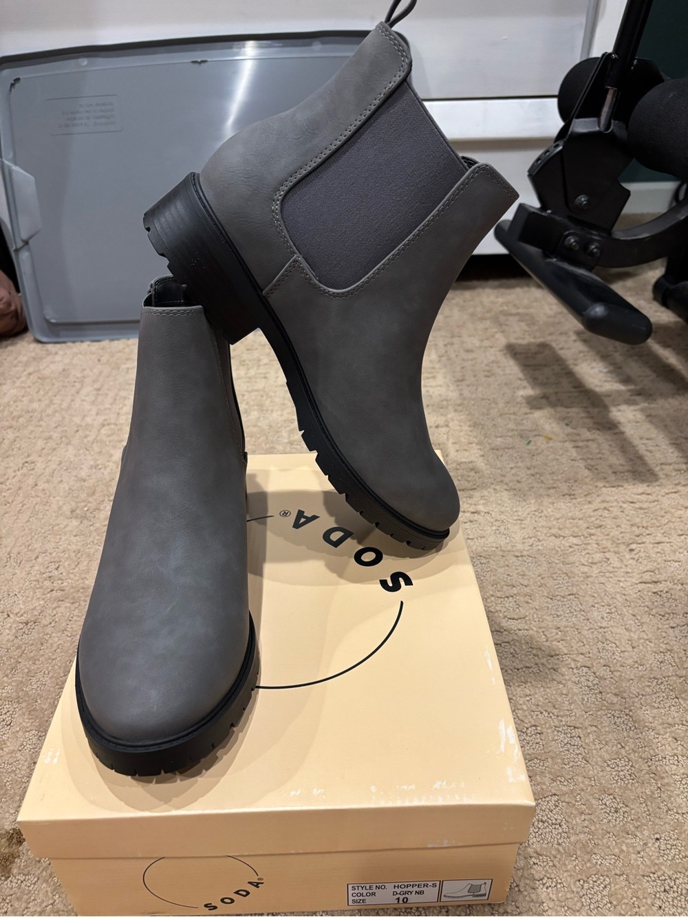 Soda Gray Chelsea Lug Ankle Boots